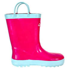 B.a.g+S兒童提把雨鞋,柔軟橡膠材質,輕盈鞋底,好提易穿脫, 山茶粉, 11T