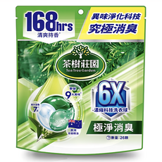 茶樹莊園 6X濃縮科技洗衣球 極淨消臭 12g, 26顆, 1袋