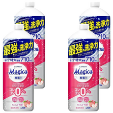 LION 獅王 CHARMY Magica 速乾除菌洗碗精 補充瓶 酵素蜜桃, 710mL, 4瓶