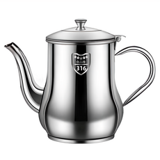 couselect 316不鏽鋼鷹嘴式儲油濾油壺 去渣隔油壺 附濾網 防塵帽 1.251L, 1個