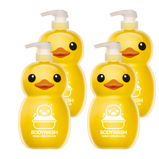 快潔適 小黃鴨抑菌沐浴乳, 植物洗淨配方, 平衡油脂, 保濕, 1L, 4瓶