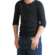 Peilou 貝柔 機能吸濕發熱保暖衣 兒童圓領 親膚透氣 極暖輕薄, 身高150cm, 黑色