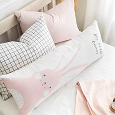 shez Home DTP超細纖維印花長形抱枕, 象牙白兔子款