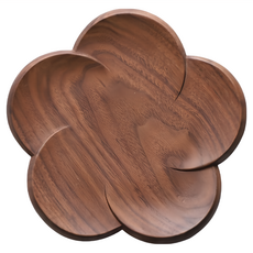 日式花形胡桃木杯墊 壺承, 胡桃木色, 1個