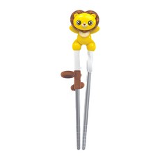 Edison 朋友 ST學習筷 3歲以上兒童適用 立體學習筷- Olly 橘貓 HION黃獅子 RANNY白兔, 黃獅, 1雙