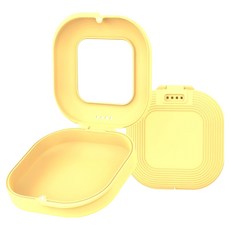 新款 馬卡龍色 磁吸款 外出透氣攜帶盒 矯正牙套/透明牙套/活動假牙適用 有鏡子, 淡檸黃, 1個