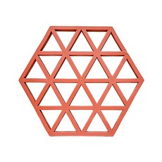 蜂窩幾何矽膠TPR隔熱餐墊-網狀款, 橘色, 1入