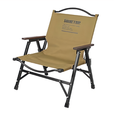 ShineTrip 山趣 ST-05系列克米特椅 戰鷹沙, 摺疊露營椅, 高背設計, 實木扶手, 輕巧便攜, 1入