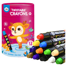 Jar Melo 原創美玩 創意美學兒童絲滑蠟筆 12色, 色彩鮮豔, 且可水洗, 環保原料, 易洗清潔, 1組