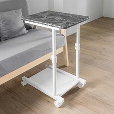 Steel Tycoon 鋼鐵力士 大理石紋升降邊桌, 可置物底板, 黑色