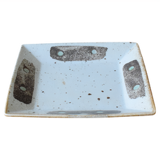 佐和陶瓷 灰釉梨地角皿 日本製 120ml, 1個, 白色