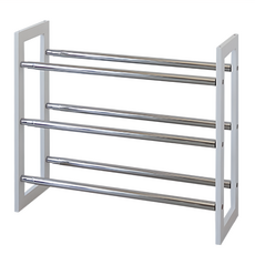 盒理收納TRUELIFE OUTLET 日系三層伸縮鞋架-白色 54.5-99x17x45.5cm, 1個