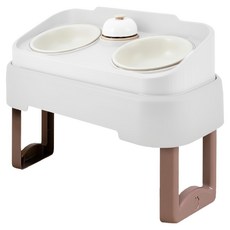 Pets Family 寵物架高陶瓷雙碗3件, 1套, 白色