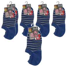 富立金 Free King D&G 女款 條紋網狀低口 直角襪 Set 6, 72%棉, 22~25cm, 藍色