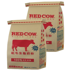 RED COW 紅牛 全脂奶粉，紐西蘭純淨乳源，100%純乳含量, 2包, 1.5kg