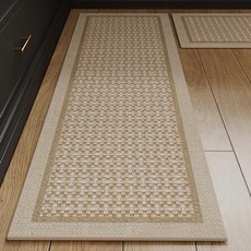 Mini嚴選 澳德絨長條吸水廚房踏墊 CN0451-B, 幾何黃