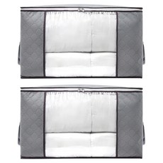 大容量棉被衣物收納袋 橫款, 灰色, 2個