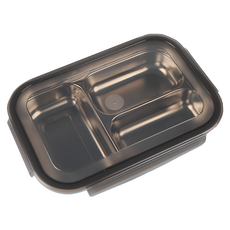 incoc 不鏽鋼三格餐盤 附蓋子 銀黑色 174 x 129 x 40mm 1組