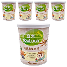 YouLuck 育樂 水果麥精 280g*5罐, 寶寶副食品, 營養豐富, 促進食慾, 水果