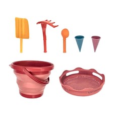 Compactoys 無毒七合一摺疊玩沙工具, 紅色, 1組