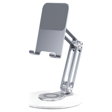BON L06mini 鋁合金旋轉折疊支架 桌面手機/平板支架 - 灰色/銀色, 1個