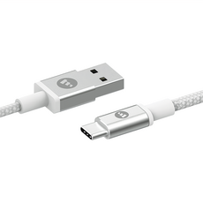 mophie essentials USB-A-Type-C 編織快速充電傳輸線, 200cm, 白色, 1條