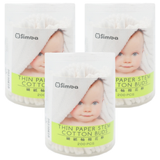 Simba 小獅王辛巴 細紙軸棉花棒, 200支, 3罐