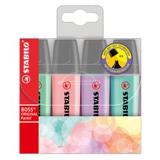 STABILO 思筆樂 波士馬卡龍色經典螢光筆, 4色Set, 無異味水性墨水, ST70/4-4, 1盒