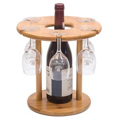 6孔竹製組裝式紅酒瓶收納架, 24.5*25cm, 1個