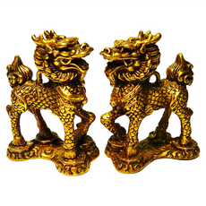 開運陶源 小麒麟踩八卦 銅製 招財納福 開運擺件, 1組