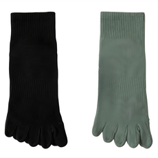 NICOFUN 愛定做 短筒五趾防滑瑜伽襪 女襪 FYK24YOGA04 22.5~25cm 黑色 + 綠色 70g