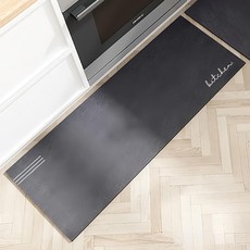 廚房硅藻土地墊，45x70cm/45x150cm，PU皮革防滑底, 藏青色, 45 x 150cm