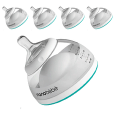 Nanobébé 母乳奶瓶, 可拆式奶嘴, 大口徑可手洗, 150ml 湖水藍, 5個