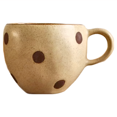 日本 美濃燒 點點 不規則邊緣 馬克杯 9 x 8cm 300ml, 米色, 1個