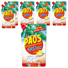 泡舒洗潔精補充包，含椰子油成分，溫和不刺激，輕鬆去除污垢，洗後雙手不乾澀，檸檬香味, 800g, 6包