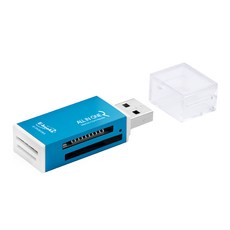 E-books T24 鋁製40合1四槽讀卡機 多功能 記憶卡自動偵測 支援熱插拔 輕薄便攜, E-PCE093, 藍色, 1個