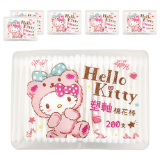 Hello Kitty 凱蒂貓 塑軸棉花棒 200支, 6盒