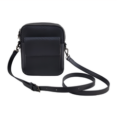 LIKEHOUSE 真皮碳纖維牛皮男士休閒肩背包 - 黑色 防水耐磨 外袋2個 內袋3個