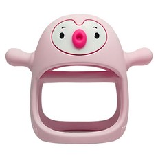Smily Mia 啾啾企鵝固齒器, 適用年齡3個月以上, 食品級矽膠, 食品級染料, 單件, 粉玫瑰, 1個