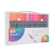 ANTIAN 兒童雙頭繪畫塗鴉馬克筆 80色, 黑色, 1盒