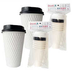 Drink渴 格紋防燙杯 含蓋 500ml 2組, 6個