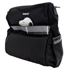 PEANUTS 史努比 後背包, 經典格紋款 黑色