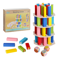 木製圖形顏色辨識疊疊樂, 適合多人參與, 培養動手能力, 安全無毒, 繽紛四色混裝, 1盒