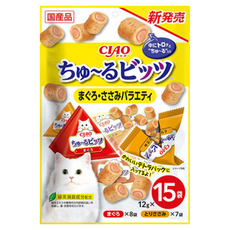 INABA CIAO 啾嚕 迷你肉泥夾心捲 雞肉+鮪魚+柴魚片 15袋裝 180g, 1袋