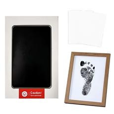 不髒手寵物嬰兒手印足跡印台套組 (附紙x2+相框x1)-小[效期可用], 黑色, 1組
