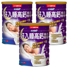 SENTOSA 三多好入睡高鈣機能奶粉，芝麻萃取物(含芝麻素) ，麩胺酸發酵物(含GABA)，高鈣+維生素D, 750g, 3罐