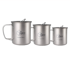 Outdoor Base 野夫炊煙帶鈦蓋D把手套杯 300/450/600ml, 單層, 1組