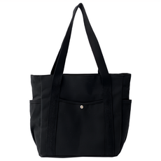 德利生活 百搭大容量手提肩背包 黑色 帆布手提袋, 1入