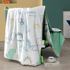 貝淇小舖 氣泡冰絲涼感被, 恐龍世界綠