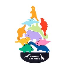 MUQIY TOYS 木奇藝 木製動物平衡積木11件組, 恐龍世界, 1組